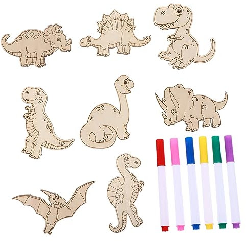 ORFOFE 3sätze Dinosaurier-Ausschnitte Holz Malset Für Junge Mädchen Dinosaurier-förmige Holzstücke DIY Malspielzeug Für Junge Mädchen