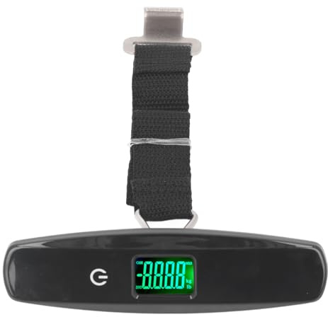 Digitale Gepäckwaage mit LCD-Hintergrundbeleuchtung, Tragbare Kleine Kofferwaage mit Ergonomischem Griff, 110 Lb/50 Kg Kapazität, Batterie Im Lieferumfang Enthalten, für Reisen