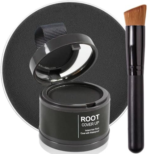 Hairline Powder - Hair Root Dye - Root Touch Up Powder for Thin Hair - Enhance Hairline Powder - Instantly Hair Color Shadow Cover Gray Hair Root - Hair Touch-Up, Includes Brush (Black, 4g)