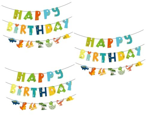 TOYANDONA 3sätze Dinosaurier Geburtstag Banner Dinosaurier Partydekoration Für Junge Mädchen Für Jungen Und Mädchen Für Geburtstagsfeiern Und Thematische Feiern