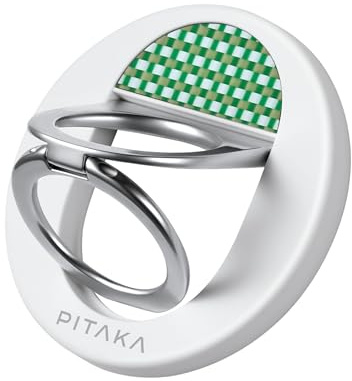 pitaka Handy Ring Halterung Magnetischer Griff Ring Halter mit Doppelring Einstellbar Fingerhalter Handy Ständer aus Aramidfaser für iPhone 17/16/15/14/13 Wald Grün