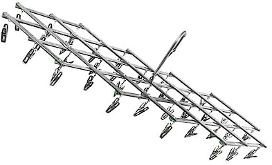 FONDOTIN 35pcs Stainless Steel Clothes Hanger Skid Clips Foldable Drying Rack for Laundry Towels and Diapers Space-Saving Design for Indoor and Outdoor Use