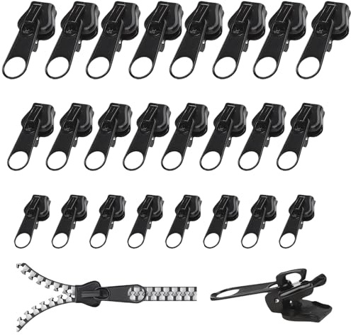 Reißverschluss Schieber Reparatur Set - 3 Größen Fix Kit Zipper für Jacken, Koffer, Rucksäcke (24 Stück)