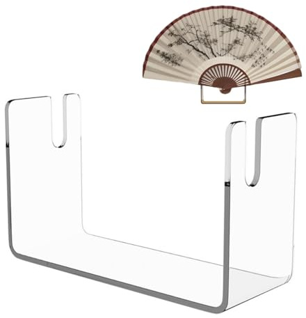 Japanischer Fächerständer – Tischständer für japanischen Handfächer | Klappbarer Fächerständer | Transparenter Acryl-Displaysockel | 15 x 5,5 x 8,5 cm großer dekorativer Displayhalter für faltbaren