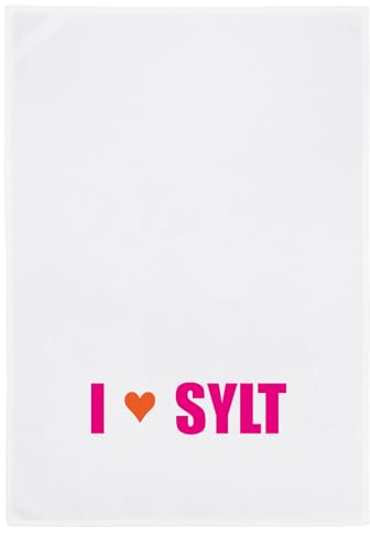 17;30 HOME Geschirrtuch, Humorvolles Design, 100% Baumwolle, I Love Sylt Spruch, umweltfreundlich, weiß, 50x70 cm