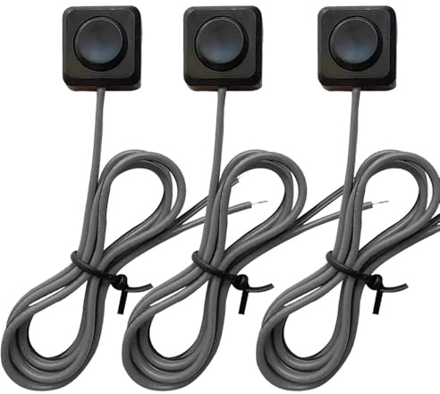 Guuzi 3pcs Interruttore a Pulsante Momentaneo a pasta 12V 24V,Interruttore Pulsante Momentaneo a Montaggio Superficiale Precablato 100cm con Copertura,Nastro Biadesivo Nessuna Perforazione Richiesta