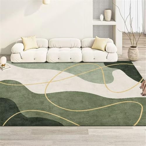 QGYFRE Lauferteppich Flur Auslegware Teppichboden Wohnzimmer Teppich 80x150CM Grün Rechteckiger für das