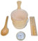 Set di 5 accessori per sauna, set di secchiello da sauna, accessori per sauna, 5 pezzi, secchio cucchiaio, clessidra termo-igrometro