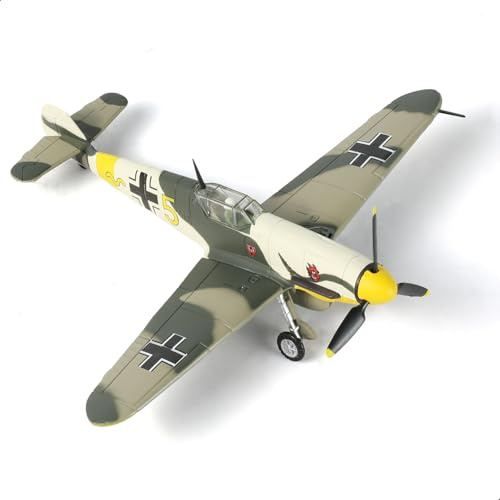 SEBUNAS Maßstab 1:72 Messerschmitt BF-109 Jagdflugzeug Modell WWII Deutscher Klassiker Kämpfer Militär Metall Druckguss Flugzeug Modellbausatz für Erwachsene Sammlung oder Geschenk