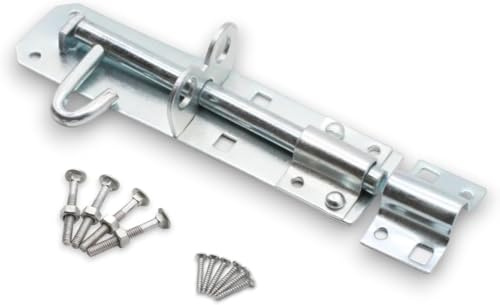 Garden Mile Brenton Bolt Lock 6/150mm – Heavy Duty Zinc Plated Sliding Door Bolt, Weatherproof Gate Latch for Shed, Garage & Wooden Doors, Silver