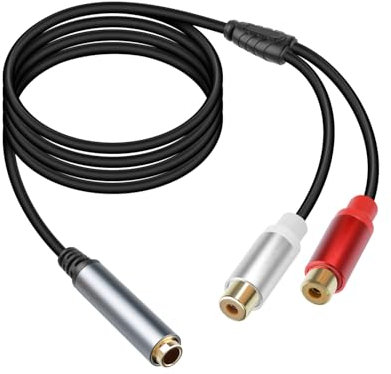 RIIEYOCA 6.35mm to 2 RCA Splitter Audio Cable,1/4 inch TRS Stereo Jack Female to Dual RCA Female Plug Cable for Sound Mixers, Amplifier,AV Receiver (1.8M/5.9FT)