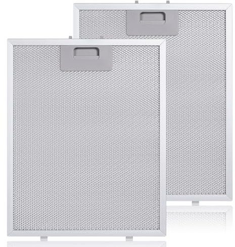 2 Pezzi Filtres en Aluminium pour Hottes - 320 x 260 mm, Filtro di Sfiato per Cappa a Rete in Alluminio, Filtri in Alluminio per Cappe Aspiranti, Filtro Antigrasso in Metallo per Cappe da Cucina