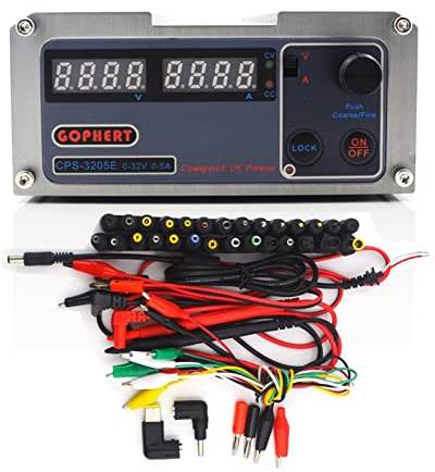 KONGMM Fuente de Alimentación Regulable, CPS-3205E Precisión compacta Digital Ajustable Corriente Continua Fuente de alimentación OVP/OCP/OTP Baja Potencia 3 2V5A -230V 0.01V / 0.01A + 38Clater
