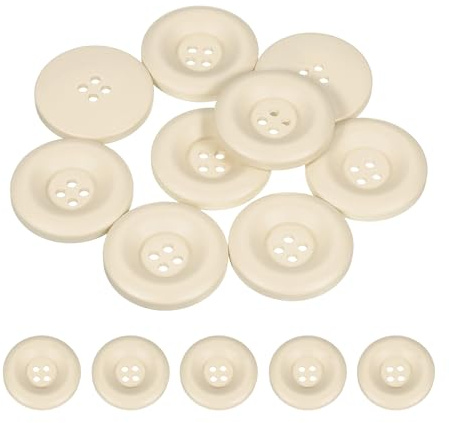 sourcing map 10 botones de costura de 30 mm, 4 agujeros de resina gruesa y redondos, botones de repuesto para ropa, manualidades, decoración, café