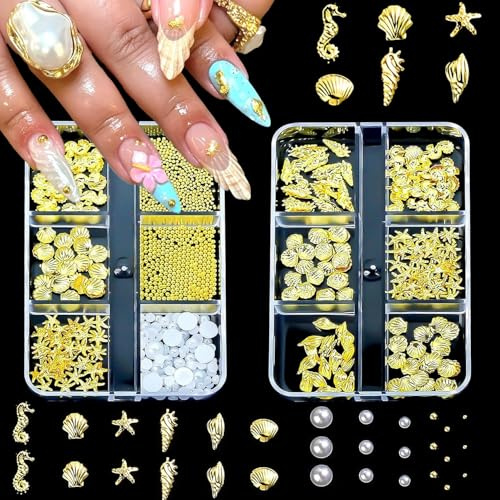 2 Boîte Breloques Ongles, Bijoux Nail Art Or Argent | Strass Perles Nail Charms Décorations, Breloques Nail Art 3d, Accessoires pour Ongles, Décoration D'ongles à Faire Soi-MêMe