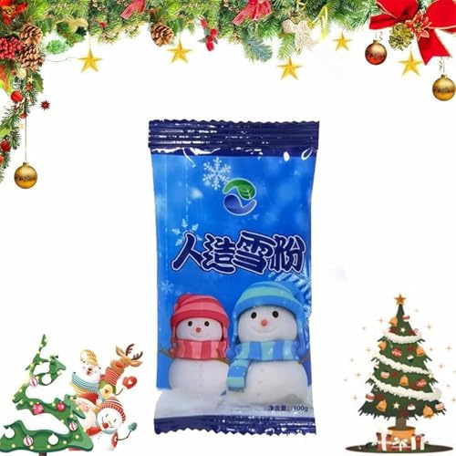 Rakiuty Sofortiges Schneepulver,Künstliches Flauschiges Schneepulver,Fluffiger Kunstschnee,Dekoschnee Simulation Schnee für Winter Weihnachten Party Weihnachtsdeko,100g