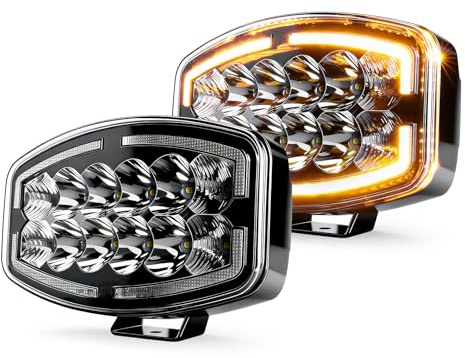 CO LIGHT 10 Inch Round LED Work Light 2PC with Spot Flood Combo Beam, 12/24v Driving Lights with White-Amber DRL, Waterproof 150W 35000LM for Truck Tractor UTV SUV Marine Construction Vehicle