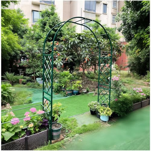 Tonnelle de jardin en métal robuste - Treillage élégant pour plantes grimpantes - 140 à 370 cm de large - Support de pergola avec bases - Arche de mariage verte pour décoration de cérémonie de jardin
