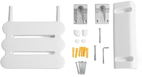 Pilipane Sedile per doccia pieghevole, fissato al muro, antiscivolo, per sedia pieghevole, sgabello per anziani, disabili, con mobilità ridotta, in lega di alluminio