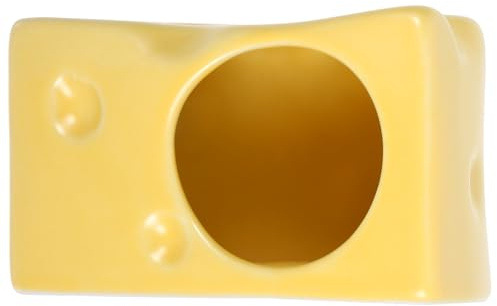 DOITOOL Ceramic Hamster House Cooling Sleeping Nest Small Animal Hideout for Hamsters Hedgehogs with Cheese Shape Pet Bed for Summer Use