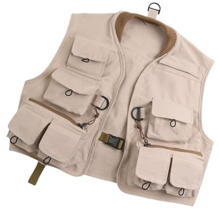 Uqezagpa Gilet de pêche à la mouche multifonction - Accessoires - Équipement de truite - Gilet multi-poches pour enfants - Gilet de pêche à la mouche pour adolescents