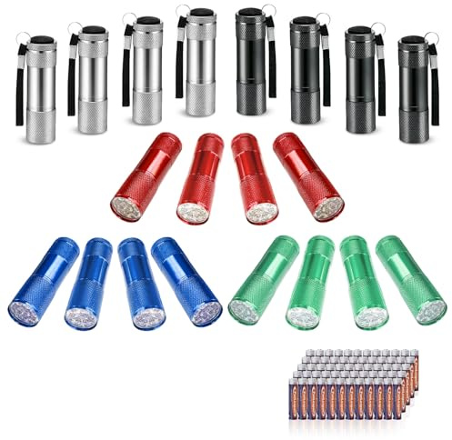 flintronic 20 st minificklampa, LED-ficklampa i aluminium, liten bärbar ficklampa med 60 AAA-batterier, vattentät, med snodd, för cykling, camping, läsning