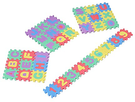 Eminchu 36-teilige Ineinandergreifende Puzzle-Spielmatte, Mini-Alphabet-Zahlen-Puppenhausmatte für Babys