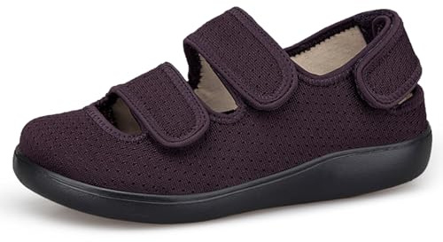 Hsyooes Zapatillas Diabéticos Mujer Sandalias de rehabilitación Hombre Extra Anchas Zapatos Pies Hinchados Ajustables Zapatos Ortopédica EU39 Morado