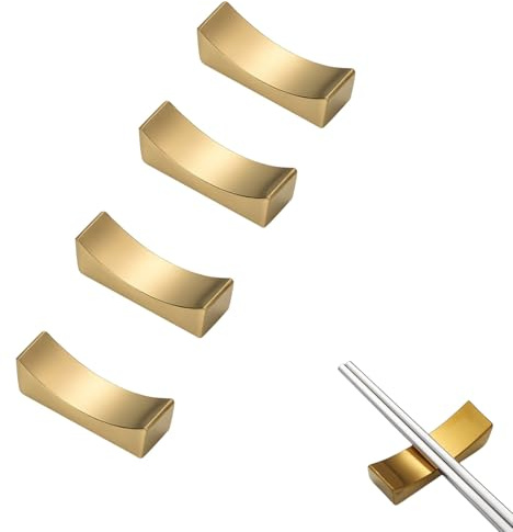 Angelkiss 4 supporti per bacchette in acciaio inox, per cucchiaio, forchetta, coltello, organizer da cucina per ristorante, hotel, casa, durevole e igienico (oro)
