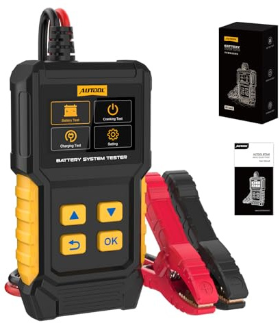 AUTOOL BT360 Testeur de batterie de voiture 12 V 24 V 30-2000 CCA Testeur de batterie de voiture Analyseur de système de charge et de chargement pour voitures, motos, camions, bateaux, véhicules