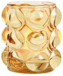 Boho Teelichtglas Beige Bubble Design Minimalistische Deko Wohnzimmer Kerzenglas für Tischdeko, Hochzeit & Geschenk 8cmx10cm Windlicht Scandi-Stil