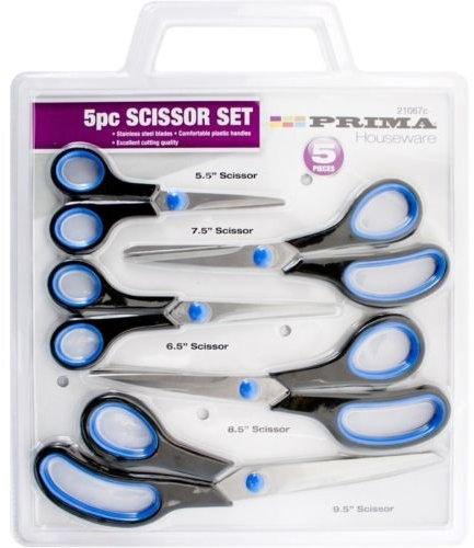 5Pc Stainless Steel Scissor Set - Household, Kitchen, Office DIY Craft, Shears | Multi Purpose Kitchenware Utensil Homeware, Strong & Durable | Pack of 5