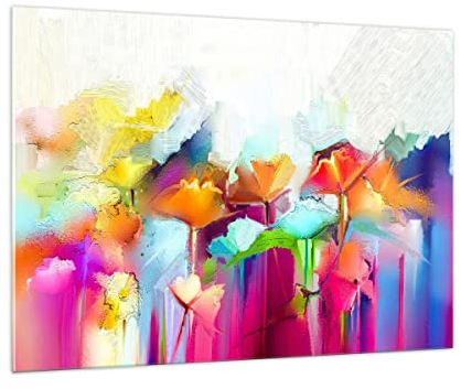 Quadro su Vetro 100x70cm Stampe da Parete in Vetro fiori prato estate Grandi Decorazione Murale Camera da Letto Cucina 1 pezzo Quadri Moderni Soggiorno Grafica Immagini Wall Art GAA100x70-4095