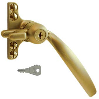 STEEL WINDOW FITTINGS B158 Key Locking Window Handle - RH Antique Brass