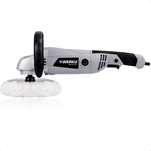 Werku WK402120, Pulidora Circular Rotorbital, Calidad Profesional, Potencia 1400 W, Disco 180 mm, Órbita 2 mm, Incluye Caperuza Pulido