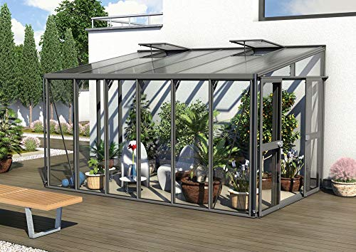 Vitavia Athena 10200 ESG/HKP, anthrazit Anlehngewächshaus Gewächshaus 2 Dachfenster