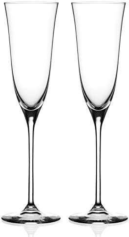 DIAMANTE Champagne Flutes Crystal Prosecco Glasses - ‘Kate’ Collection Undecorated Crystal - Set of 2