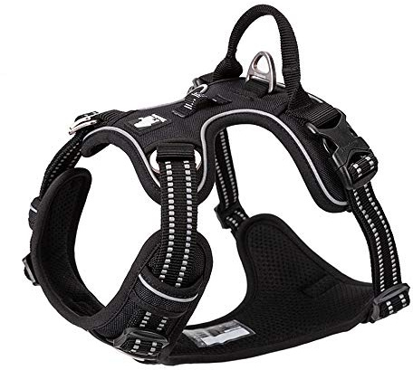 Hundsele inget drag justerbar reflekterande Step-in mjuk nylon för litet stort husdjur TLH56512 (L, svart)