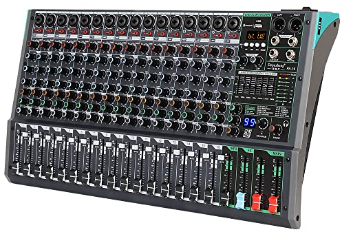 Depusheng PA16 Console de mixage audio professionnelle Console d'harmonie Interface système 16 canaux USB Bluetooth MP3 Entrée d'ordinateur Alimentation fantôme 48 V Effet de réverbération 99 intégré