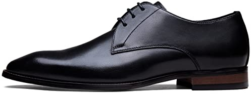 Jousen Men's Dress Shoes Leather Modern Formal Business Oxford Shoes Plain Toe Classic Dress Shoes for Men (AMY9216 Black 10)