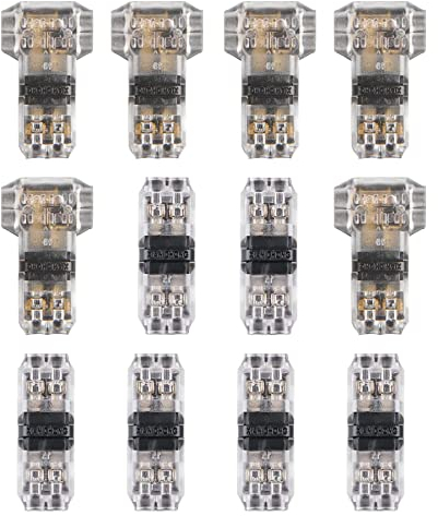 HUAZIZ 12 Pcs Connettori a T/H a Bassa Tensione, Morsetti Rapidi Splice Connettore Elettrico,Connettori a Filo T/Hper Connessione Cavo Elettrico 20-22 Awg, Non C'è Bisogno di Stripping(2 Pin)