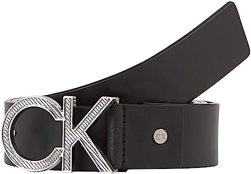 Calvin Klein Herren Gürtel Metal Diagonal 3,5 cm Ledergürtel, Schwarz (Ck Black), 130