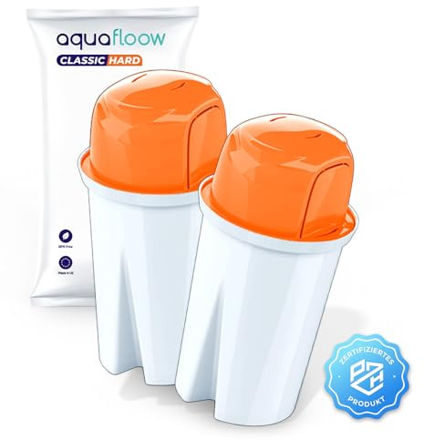 Aquafloow ClassicHard Cartouches de Filtre À Eau | Réduit du Calcaire, le Fluorure, le Chlore | Remplacement pour Aquaphor B15 Standard, Dafi Classic, Brita Classic, Laica – 2 Pièces