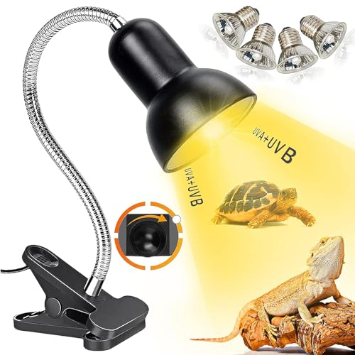 WOOLUCK Schildkröten-Wärmelampe, Reptilien Terrarium Lampe, 25W Reptilien Heizlampe, E27 UVA UVB Reptilien Heizlampe mit einstellbarem Clip, für Reptilien, Eidechsen, schildkröten, Schlangen