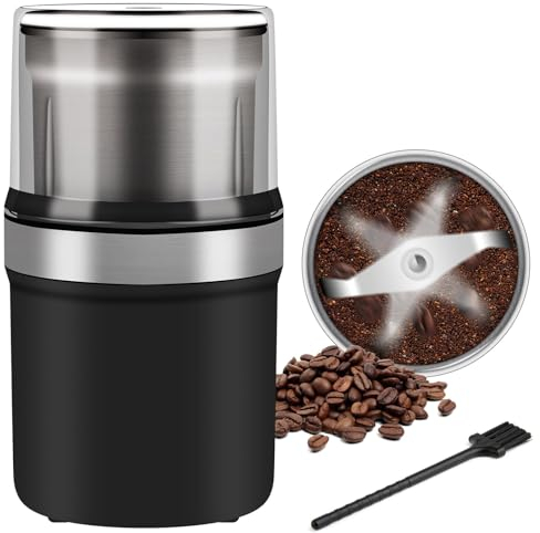Moulin à café électrique, Moulin à grains de café amovible, capacité de grains de café 12-15 tasses / 4,2 OZ moulin à expresso moulin à épices bol amovible en acier inoxydable - 7,5 