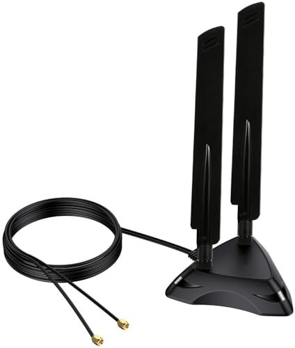 Dual Band 2.4GHz 5GHz 5.8Ghz RP-SMA Gaming WiFi 6E 802.11ac/ax Wireless Antenna with Magnetic Base for Intel AX201 AX200 PCIe NGFF USB Card PC Desktop PCIe Card Wireless Network Router