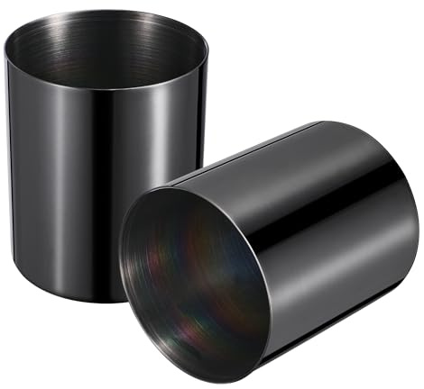 Porte-stylo Rond en Acier Inoxydable 304 Noir – Lot de 2, Organisateur de Bureau, Support de Maquillage, Rangement de Cuisine, Décoration de Table Basse, Pour Bureau,Îlot de Cuisine, Coiffeuse