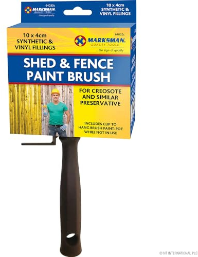 Shed Fence Paint Brush Wood Masonry Large Emulsion Stain Professional Block Brushes For Sheds Fences And Decking For Fast Application Of Woodstains Oils Decking Stains Deck Coatings 10 x 4cm (1 Pc)