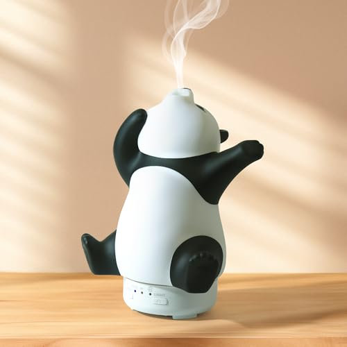 Panda Diffuser ätherische öle - Niedlicher, drehbarer Aroma Diffuser für Zuhause mit 7-farbigem Licht, Aromatherapie-Diffusor für Schlafzimmer und Büro