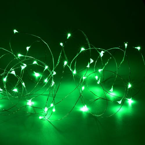 KARSUM Guirlande lumineuse LED alimentée par USB, fil argenté, 5 m, 50 lumières scintillantes pour intérieur, chambre à coucher, jardin, fête, mariage, décoration de fête de Noël (vert, 5 m)